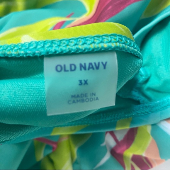 Old Navy Swimsuit Women 3X Green Color Tropical One Shoulder One Piece Beachy - Picture 6 of 7